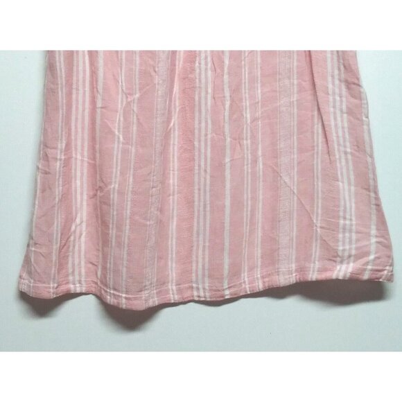 Time & Tru Women's M (8-10) Tank Top Pink Striped Linen Blend V Neck beautiful - Picture 9 of 13
